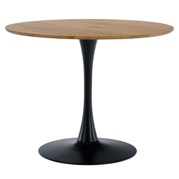 Jedálenský stôl, dub/čierna, priemer 110 cm, REVENTON NEW