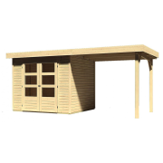 drevený domček KARIBU ASKOLA 3 + prístavok 240 cm (73246) natur