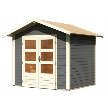 drevený domček KARIBU TALKAU 3 (83334) tm. sivý