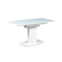 jedálenský stôl 140+40x80 cm, biele sklo + biela MDF
