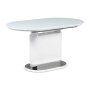 jedálenský stôl , biele sklo, MDF + biely vysoký lesk, lesklý nerez