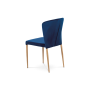 jedálenská stolička,modrá zamatová látka, kov. podnož, 3D dekor dub