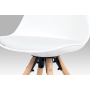 jedálenská stolička, plast+ekokoža biela, nohy masiv buk