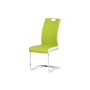 jedálenská stolička, koženka zelená, biele boky, chróm