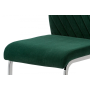 jedálenská stolička, zelená zamatová látka, kovová chromovaná podnož