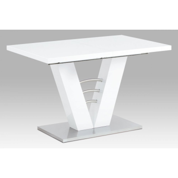 jedálenský stôl 120/160x80x75cm, vysoký lesk biely