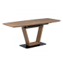 jedálenský stôl 140+40x80 cm, MDF divoký dub, kov matný čierny
