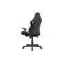kancelárska stolička, čierna-červená látka + MESH, hojdací mech, plast kríž