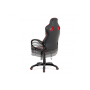 kancelárska stolička, čierna-červená akokoža, hojdací mech, plastový kríž
