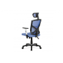 kancelárska stolička, modrý MESH, plastový kríž, hojdací mechanismus