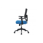 kancelárska stolička, modrá látka+sieťovina, hojdací mech., plast  kríž