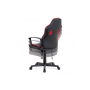kancelárska stolička, čierna ekokoža+červená látka, hojdací mech, plast kríž