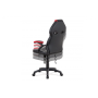 kancelárska stolička čierna ekokoža+červená látka, hojd mech, plast kríž