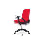 kencelárska stolička, červená látka, čierne plastové područky