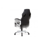 kancelárska stolička, šedá-čierna ekokoža, hojdací mech, kríž plast strieborný