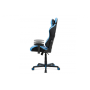 kancelárska stolička, modrá+čierna ekokoža, hojdací mech., plastový kríž