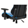 kancelárska stolička, modrá+čierna ekokoža, hojdací mech., plastový kríž