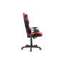 kancelárska stolička, červená+čierna ekokoža, hojdací mech., plastový kríž