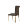 jedálenská stolička,hnedá látka dekor brúsená koža, podnož kov, 3Ddekor divoký dub