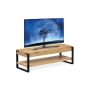 TV stolík120x44x40 cm, MDF dekor divoký dub hrúbka 100 mm, nohy kov čierny mat.