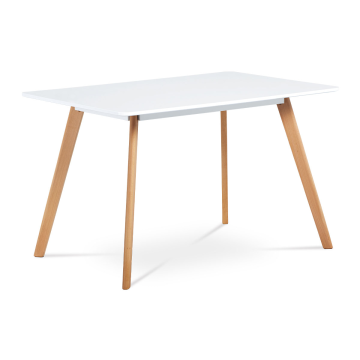 jedálenský stôl,120x80 cm, biela matná MDF, masiv buk