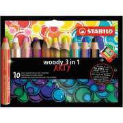 Farbičky STABILO woody 3 in1 10ks so strúhadlom "ARTY"
