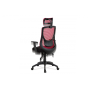 kancelárska stolička, synchrónny mech., Čierna + červená MESH, plast. Kríž