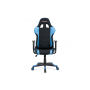 kancelárska stolička, modrá ekokoža + čierna látka, hojdací mech., plastový kríž