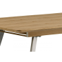 jedál. stôl rozkl.160+40x90 cm, MDF+dýha dub, kovová podnož, brúsená nerez