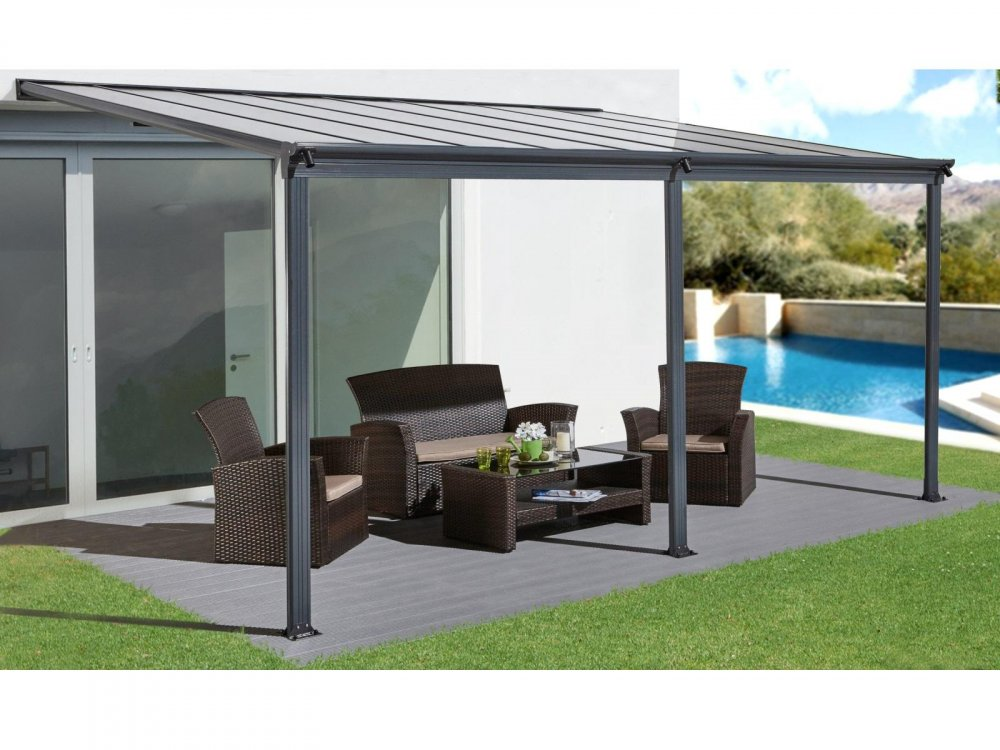 hliníková pergola LANITPLAST WALL 53 antracit + číry PC LG2129