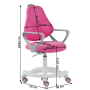Rastúca otočná stolička, ružová/biela/sivá, s opierkami na ruky, MAHALA TYP 1