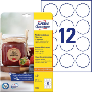 Etikety v tvare kvetu 60x59,5mm Avery 10 hárkov biele