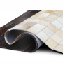 Luxusný kožený koberec, biela/hnedá/čierna, patchwork, 70x140, KOŽA TYP 7