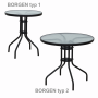 Jedálenský stôl, čiena oceľ/tvrdené sklo, BORGEN TYP 1