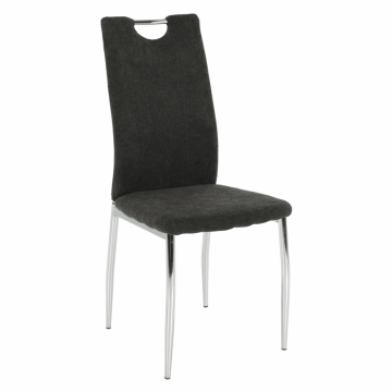 Jedálenská stolička, hnedosivá látka/chróm, OLIVA NEW