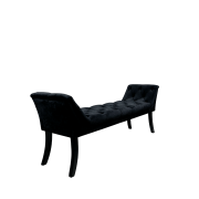 Dizajnová lavica, čierna Velvet látka/kaučukové drevo, HEMY