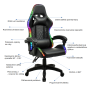 Kancelárske/herné kreslo s RGB LED podsvietením, čierna, MAFIRO