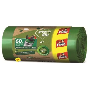 Vrecia zaväzovacie FINO Green Life  Easy 60 ℓ, 27 mic., 60 x 66 cm (18 ks)
