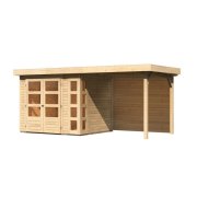 drevený domček KARIBU KERKO 3 + prístavok 240 cm vrátane zadnej steny (9185) natur LG2954