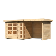 drevený domček KARIBU KERKO 3 + prístavok 240 cm vrátane zadnej a bočnej steny (82934) natur LG2956