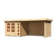 drevený domček KARIBU KERKO 3 + prístavok 280 cm vrátane zadnej a bočnej steny (82938) natur LG2962