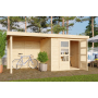 drevený domček KARIBU ASKOLA 3 + prístavok 240 cm vrátane zadnej steny (9170) natur LG3231