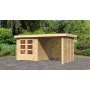 drevený domček KARIBU ASKOLA 2 + prístavok 240 cm vrátane zadnej a bočnej steny (9166) natur LG3216