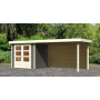 drevený domček KARIBU ASKOLA 2 + prístavok 280 cm vrátane zadnej steny (9168) sivý LG3219