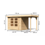 drevený domček KARIBU ASKOLA 3 + prístavok 150 cm (23491) natur LG3227
