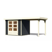 drevený domček KARIBU ASKOLA 3 + prístavok 240 cm (38662) antracit LG3230