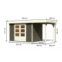 drevený domček KARIBU ASKOLA 4 + prístavok 150 cm (23499) sivý LG3256