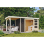drevený domček KARIBU ASKOLA 4 + prístavok 150 cm (23499) sivý LG3256