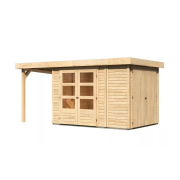 drevený domček KARIBU RETOLA 2 + prístavok 150 cm (23518) natur LG3370
