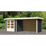 drevený domček KARIBU ASKOLA 2 + prístavok 280 cm vrátane zadnej a bočnej steny (38659) antracit